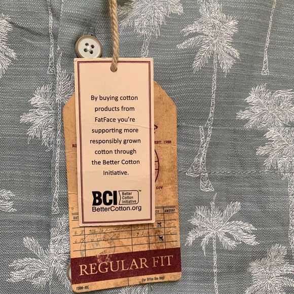 FAT FACE S/S Men's Button Down PALM TREE Print Shirt Asparagus Green Sz SML - Picture 9 of 16